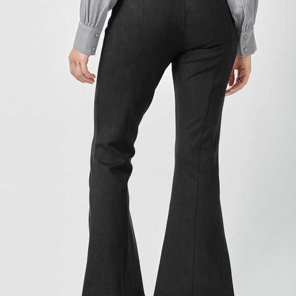 MYSTREE FRONT SLIT DETAILED SUEDE FLARE PANTS - Picture 2 of 4